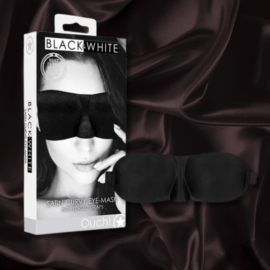 Shots Ouch Black & White Satin Curvy Eye Mask